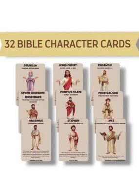 NEW - 32 Kids Bible Character Cards Flash Cards (1 sided) for Bible Study